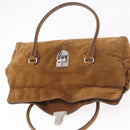 PRADA Hand Bag Suede Brown Silver Auth 188213SAV-9