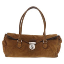 PRADA Hand Bag Suede Brown Silver Auth 188213SAV-13