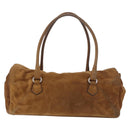 PRADA Hand Bag Suede Brown Silver Auth 188213SAV-2