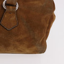 PRADA Hand Bag Suede Brown Silver Auth 188213SAV-3