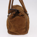 PRADA Hand Bag Suede Brown Silver Auth 188213SAV-4