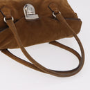 PRADA Hand Bag Suede Brown Silver Auth 188213SAV-8
