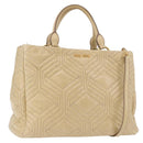 Miu Miu Tote Bag Leather 2way Beige Gold Auth 188214A-1