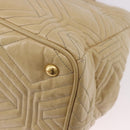 Miu Miu Tote Bag Leather 2way Beige Gold Auth 188214A-17