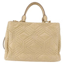 Miu Miu Tote Bag Leather 2way Beige Gold Auth 188214A-2