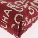 CHANEL Bysy Line Pouch Canvas Red Silver CC Auth 188217-10