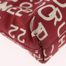 CHANEL Bysy Line Pouch Canvas Red Silver CC Auth 188217-11