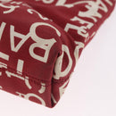 CHANEL Bysy Line Pouch Canvas Red Silver CC Auth 188217-12