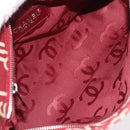 CHANEL Bysy Line Pouch Canvas Red Silver CC Auth 188217-14