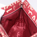CHANEL Bysy Line Pouch Canvas Red Silver CC Auth 188217-15