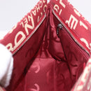 CHANEL Bysy Line Pouch Canvas Red Silver CC Auth 188217-16