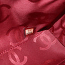 CHANEL Bysy Line Pouch Canvas Red Silver CC Auth 188217-19