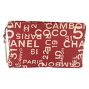 CHANEL Bysy Line Pouch Canvas Red Silver CC Auth 188217-2