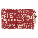CHANEL Bysy Line Pouch Canvas Red Silver CC Auth 188217-3