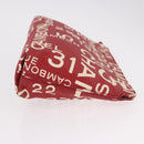 CHANEL Bysy Line Pouch Canvas Red Silver CC Auth 188217-4