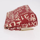 CHANEL Bysy Line Pouch Canvas Red Silver CC Auth 188217-5