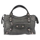 BALENCIAGA The Giant City Bag Leather 2way Gray Silver 173084 Auth 188218SAM-13