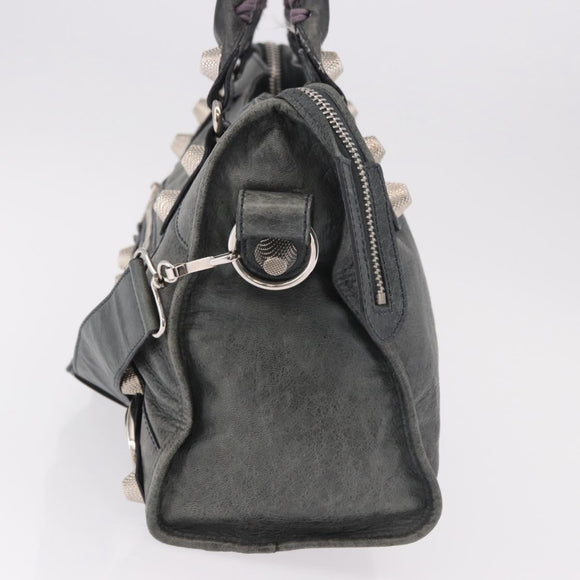 BALENCIAGA The Giant City Bag Leather 2way Gray Silver 173084 Auth 188218SAM