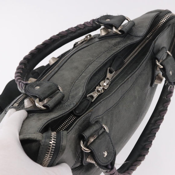 BALENCIAGA The Giant City Bag Leather 2way Gray Silver 173084 Auth 188218SAM