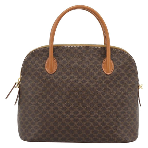 CELINE Macadam Canvas Hand Bag PVC Leather 2way Brown Gold Auth 188224SAV