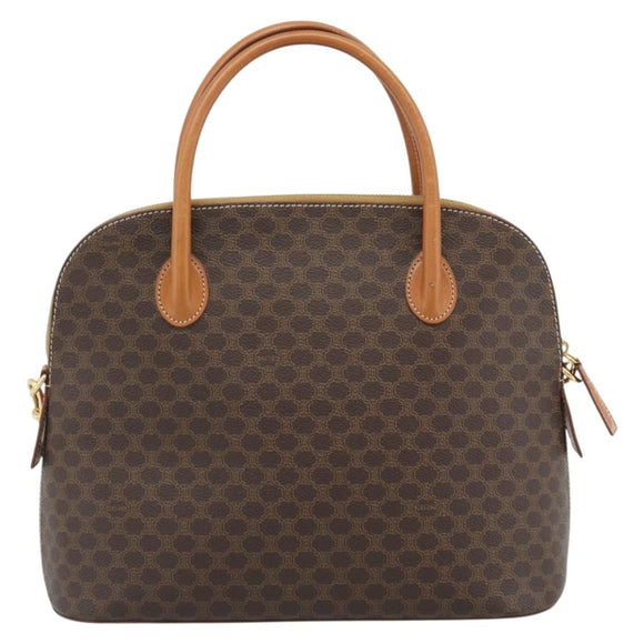 CELINE Macadam Canvas Hand Bag PVC Leather 2way Brown Gold Auth 188224SAV