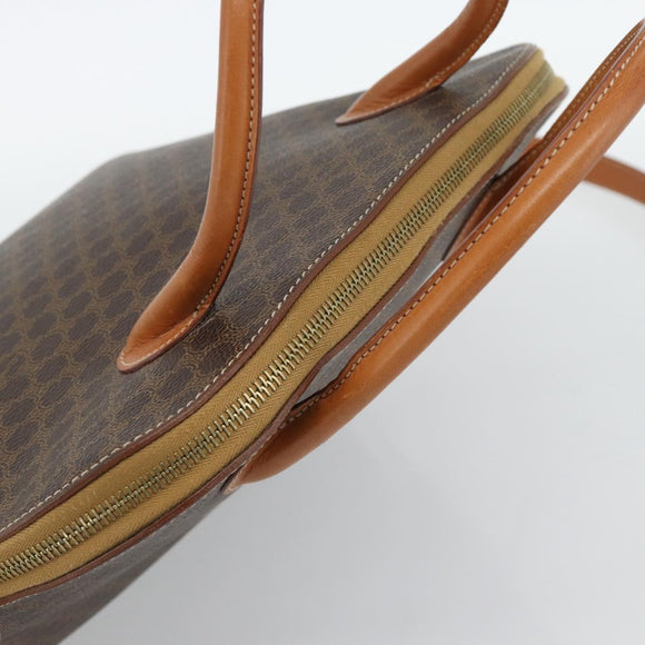 CELINE Macadam Canvas Hand Bag PVC Leather 2way Brown Gold Auth 188224SAV
