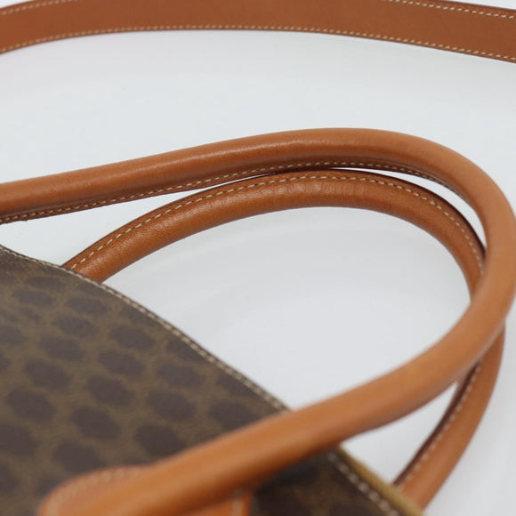 CELINE Macadam Canvas Hand Bag PVC Leather 2way Brown Gold Auth 188224SAV