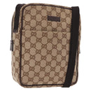 GUCCI GG Canvas Shoulder Bag Beige Silver 122759 Auth 188226A-1