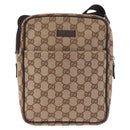 GUCCI GG Canvas Shoulder Bag Beige Silver 122759 Auth 188226A-2