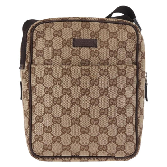 GUCCI GG Canvas Shoulder Bag Beige Silver 122759 Auth 188226A