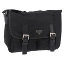 PRADA Shoulder Bag Nylon Black Silver Auth 188230-1