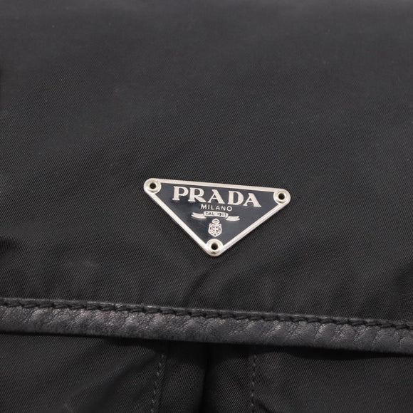 PRADA Shoulder Bag Nylon Black Silver Auth 188230