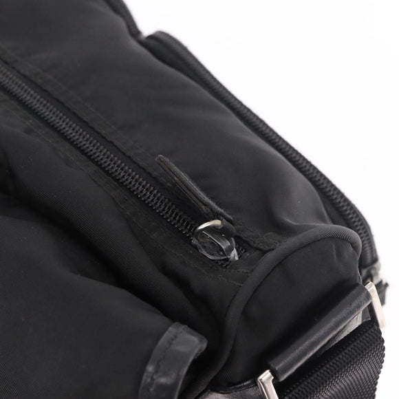 PRADA Shoulder Bag Nylon Black Silver Auth 188230