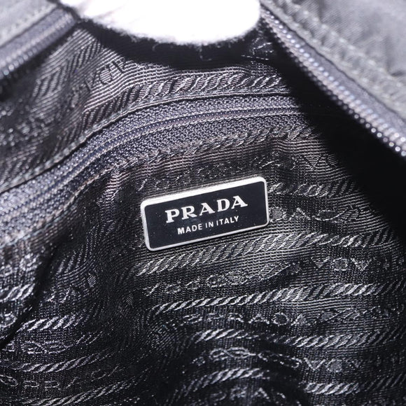 PRADA Shoulder Bag Nylon Black Silver Auth 188230