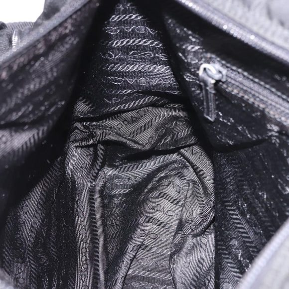 PRADA Shoulder Bag Nylon Black Silver Auth 188230