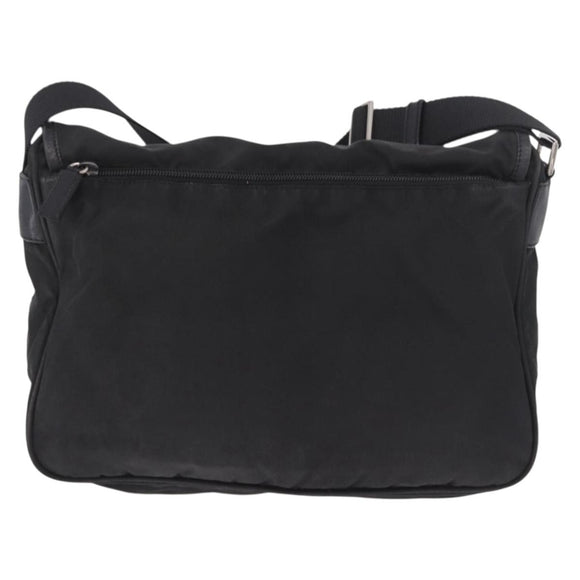PRADA Shoulder Bag Nylon Black Silver Auth 188230