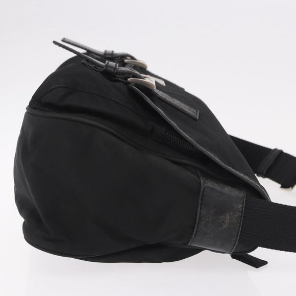 PRADA Shoulder Bag Nylon Black Silver Auth 188230