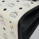 MCM Vicetos Logogram Hand Bag PVC Leather White Gold Auth 188231-14