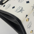 MCM Vicetos Logogram Hand Bag PVC Leather White Gold Auth 188231-15