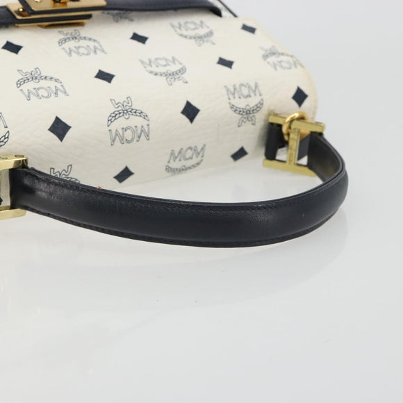 MCM Vicetos Logogram Hand Bag PVC Leather White Gold Auth 188231