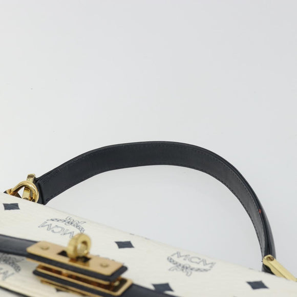 MCM Vicetos Logogram Hand Bag PVC Leather White Gold Auth 188231