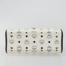 MCM Vicetos Logogram Hand Bag PVC Leather White Gold Auth 188231-5