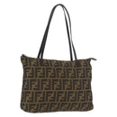 FENDI Zucca Canvas Tote Bag Black Brown Auth 188232-1