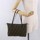 FENDI Zucca Canvas Tote Bag Black Brown Auth 188232-23