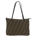 FENDI Zucca Canvas Tote Bag Black Brown Auth 188232-14