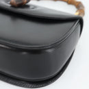 GUCCI Bamboo Hand Bag Leather 2way Black Gold 000 2046 0188 Auth 188235V-10