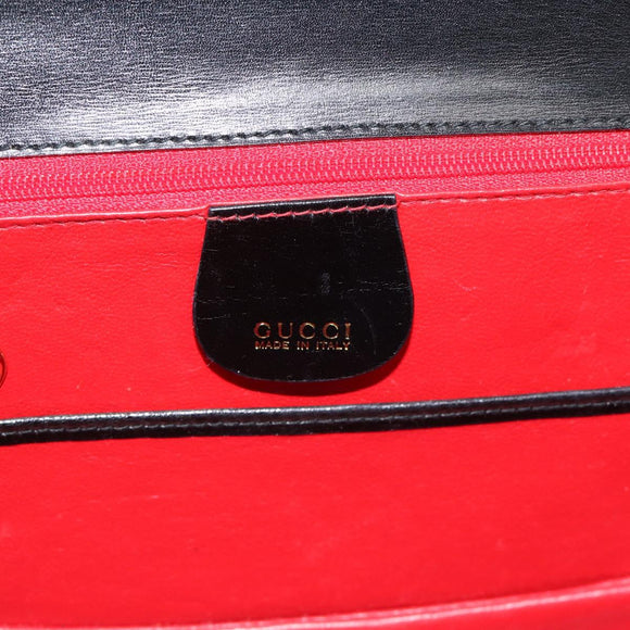GUCCI Bamboo Hand Bag Leather 2way Black Gold 000 2046 0188 Auth 188235V