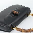 GUCCI Bamboo Hand Bag Leather 2way Black Gold 000 2046 0188 Auth 188235V-6
