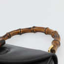 GUCCI Bamboo Hand Bag Leather 2way Black Gold 000 2046 0188 Auth 188235V-8