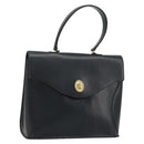 Christian Dior Hand Bag Leather Navy Gold Auth 188236A-1